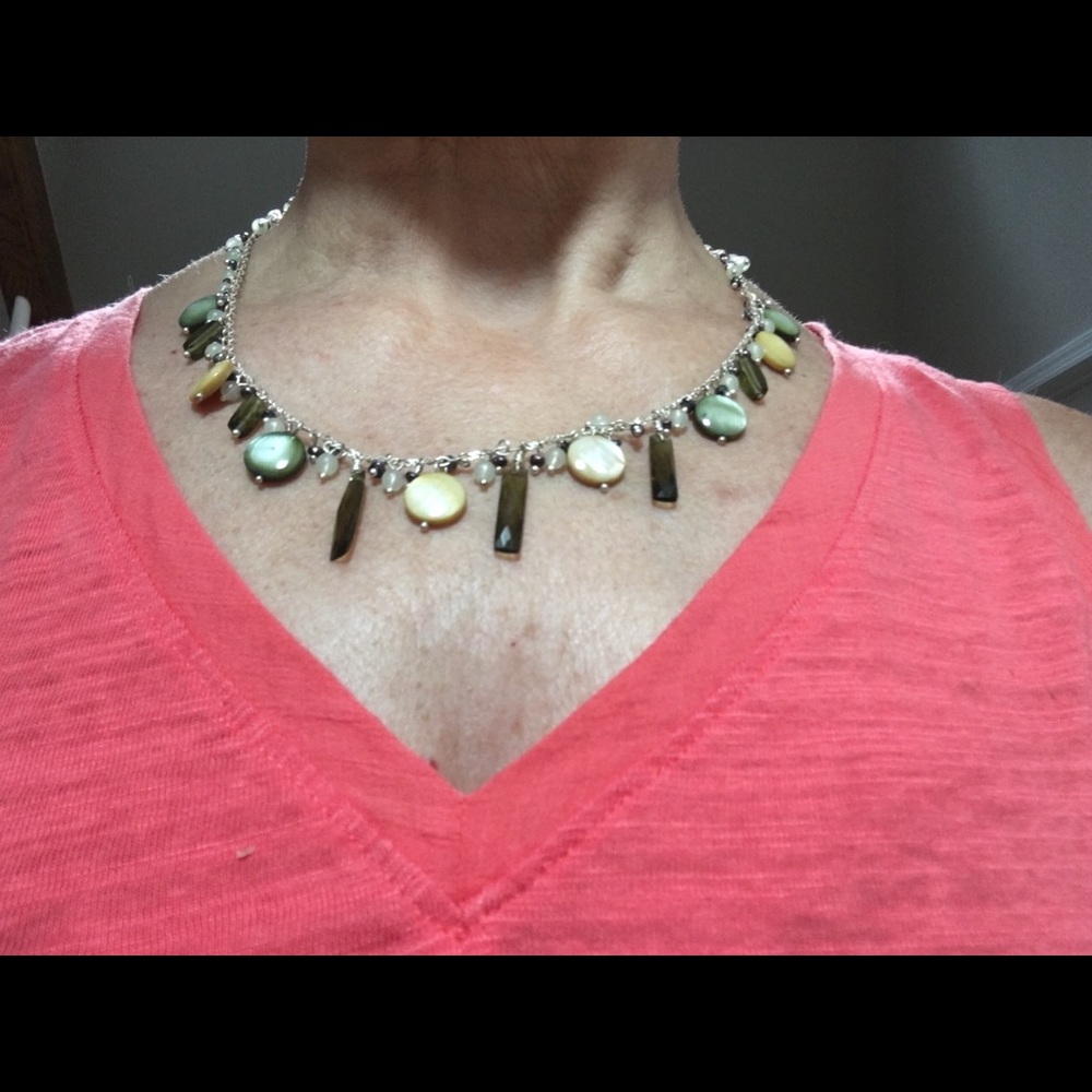 Lia Sophia shell and bead silver necklace
